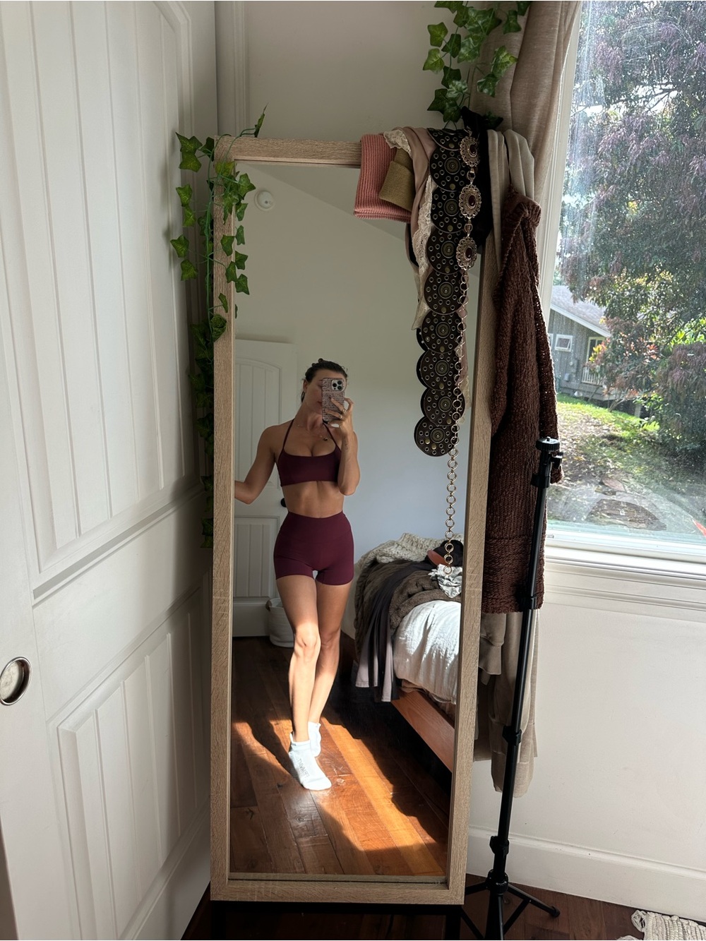CSB Burgundy Activewear Sports Bra & Shorts Set